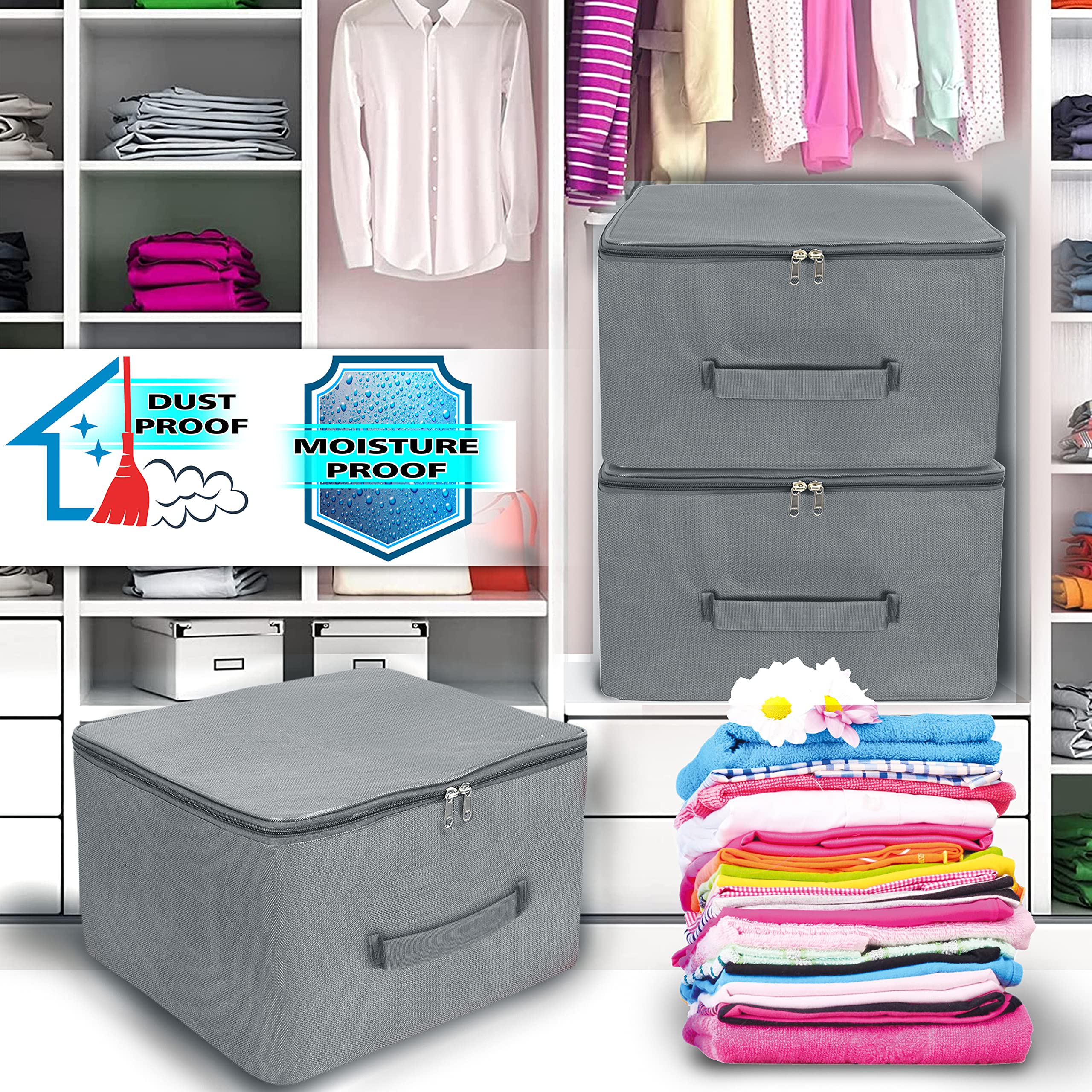 Storite 10 Pack Nylon Wardrobe Bag Underbed Moisture Proof Cloth Storage Organizer, Storage box for Clothes Saree Bags with Zipp